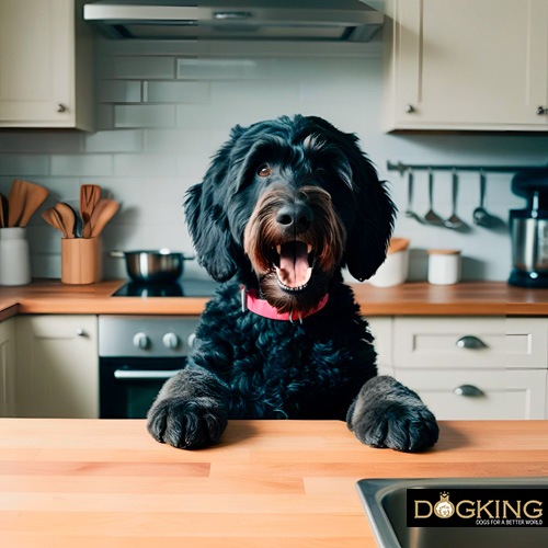 Dog barking in the kitchen to be fed